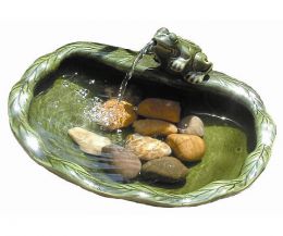 Green glazed ceramic frog water feature Green glazed ceramic frog water feature
