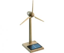 Solar powered wooden wind turbine with gearing