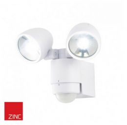 3W Twin LED Outdoor Sensor Spotlight - White Finish (Bulbs Included)