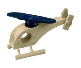 Solar-powered wooden helicopter (natural)