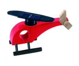 Solar-powered wooden helicopter (red)