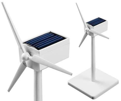 Mini solar powered wind generator white